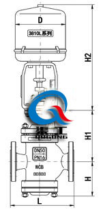 電動(dòng)雙座調(diào)節(jié)閥配3810L執(zhí)行器尺寸圖