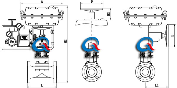 氣動隔膜調(diào)節(jié)閥 外形尺寸圖